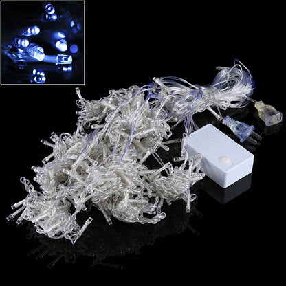 ELECTROPRIME 3m(Length) x 3m(Height) White Light LED Decoration Light, 300 LEDs Curtain String Light with End Joint & Multi-function Controller & Memory Waterproof, US Plug, AC 110V