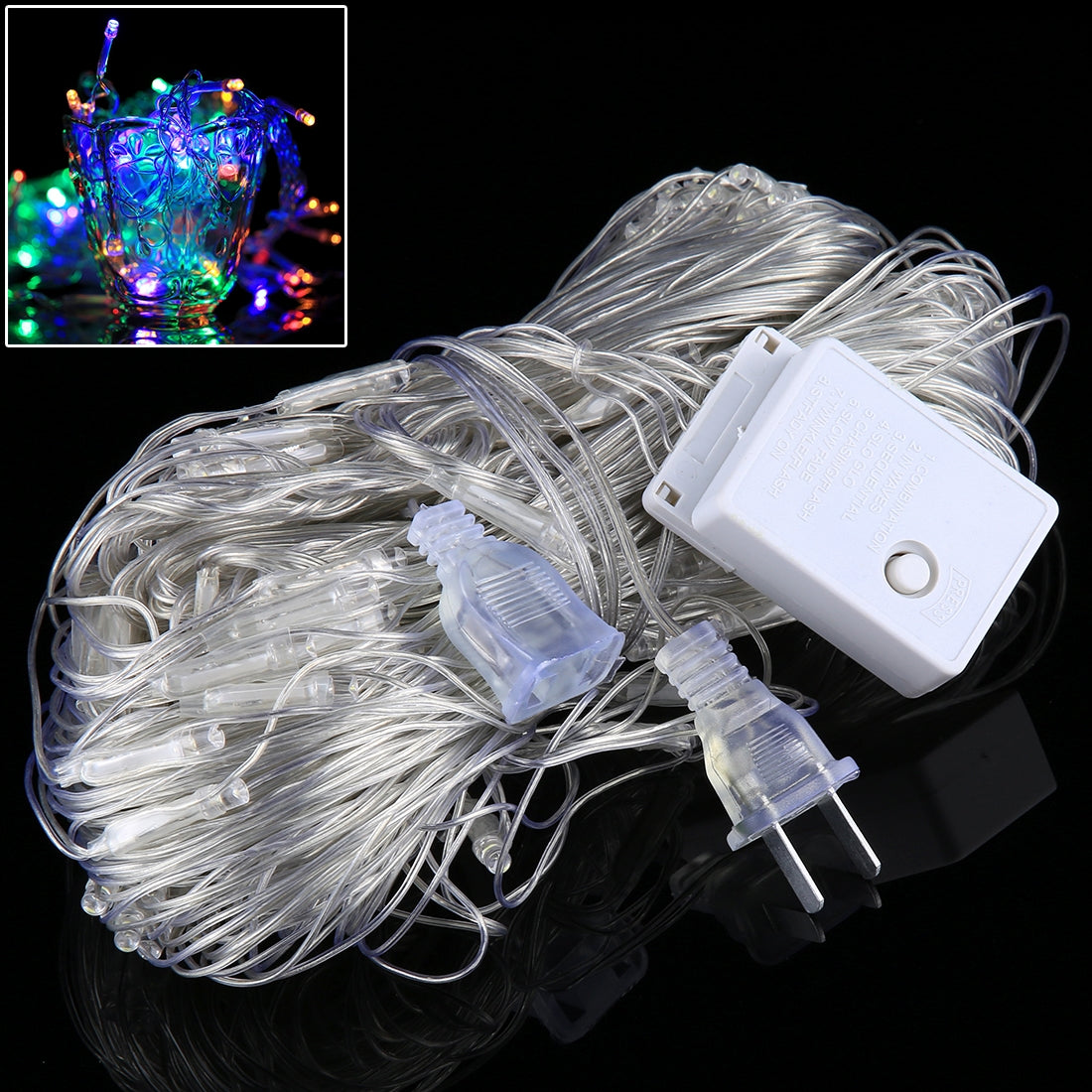 ELECTROPRIME 3m(Length) x 2m(Height) Colorful Light LED Decoration Light, 200 LEDs Reticular String Light with End Joint & Multi-function Controller, US Plug  AC 110V