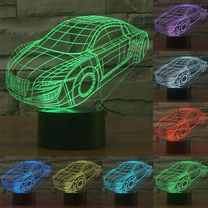 ELECTROPRIME Car Style 3D Touch Switch Control LED Light , 7 Color Discoloration Creative Visual Stereo Lamp Desk Lamp Night Light