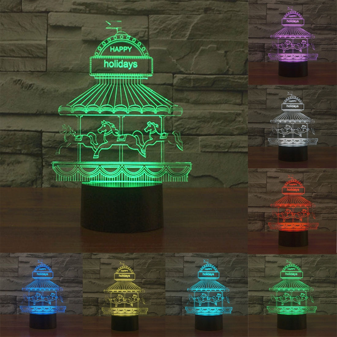 ELECTROPRIME Amusement Park Style 3D Touch Switch Control LED Light , 7 Color Discoloration Creative Visual Stereo Lamp Desk Lamp Night Light