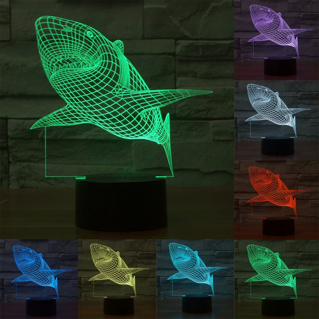 ELECTROPRIME Shark Style 3D Touch Switch Control LED Light , 7 Color Discoloration Creative Visual Stereo Lamp Desk Lamp Night Light
