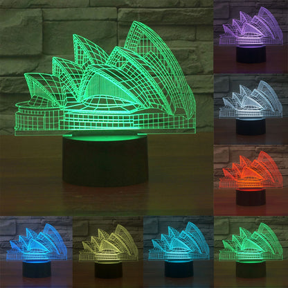 ELECTROPRIME Sydney Opera House Style 3D Touch Switch Control LED Light , 7 Color Discoloration Creative Visual Stereo Lamp Desk Lamp Night Light