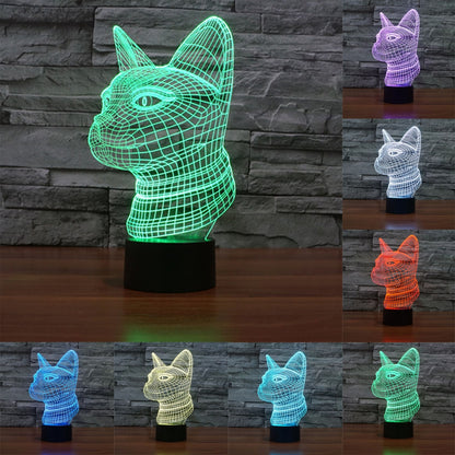 ELECTROPRIME Side Face Cat Style 3D Touch Switch Control LED Light , 7 Color Discoloration Creative Visual Stereo Lamp Desk Lamp Night Light