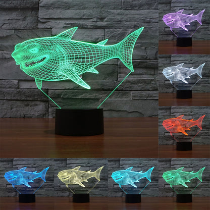ELECTROPRIME Side Face Shark Style 3D Touch Switch Control LED Light , 7 Color Discoloration Creative Visual Stereo Lamp Desk Lamp Night Light