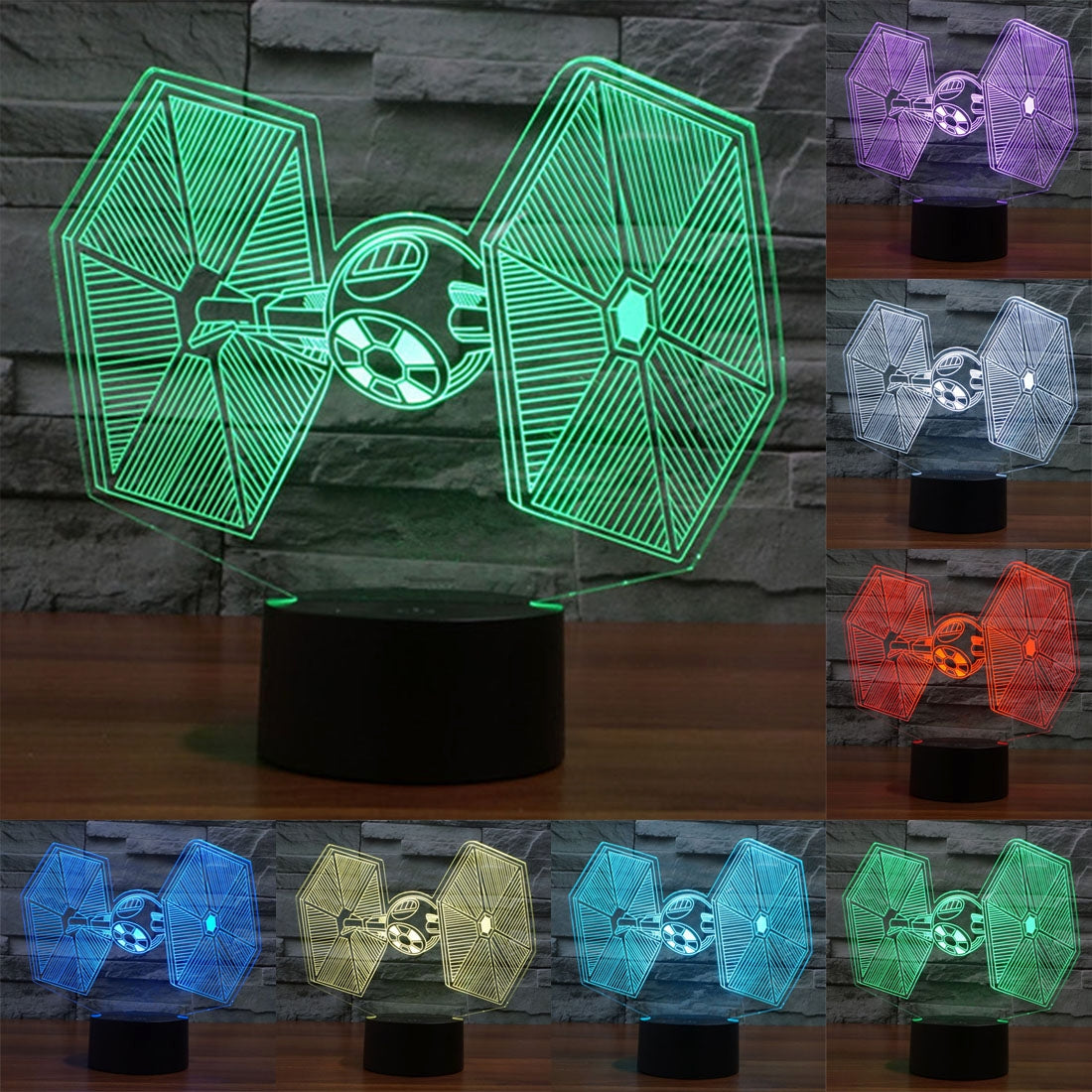 ELECTROPRIME TIE Fighter Style 3D Touch Switch Control LED Light , 7 Color Discoloration Creative Visual Stereo Lamp Desk Lamp Night Light