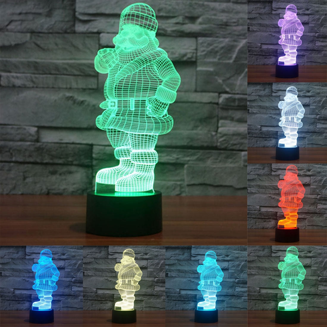 ELECTROPRIME Santa Claus Style 3D Touch Switch Control LED Light , 7 Color Discoloration Creative Visual Stereo Lamp Desk Lamp Night Light