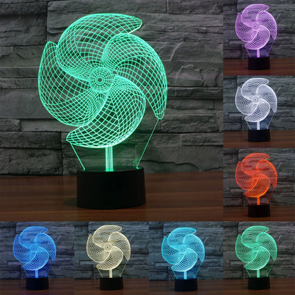ELECTROPRIME Big Pinwheel Style 3D Touch Switch Control LED Light , 7 Color Discoloration Creative Visual Stereo Lamp Desk Lamp Night Light