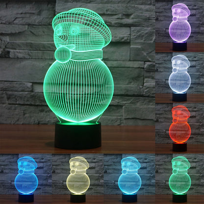 ELECTROPRIME Snowman Style 3D Touch Switch Control LED Light , 7 Color Discoloration Creative Visual Stereo Lamp Desk Lamp Night Light