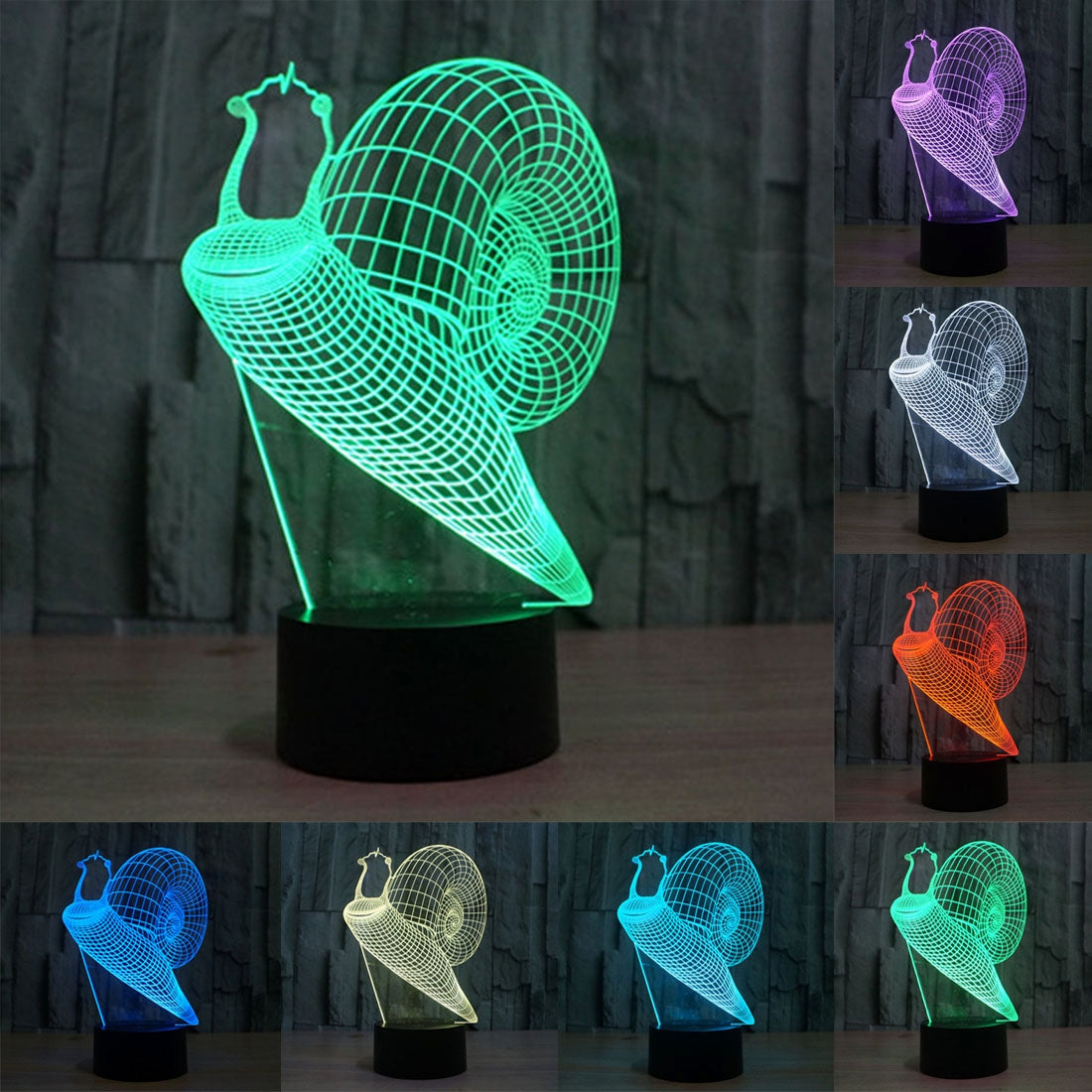 ELECTROPRIME Snail Style 3D Touch Switch Control LED Light , 7 Color Discoloration Creative Visual Stereo Lamp Desk Lamp Night Light