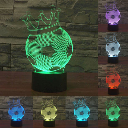 ELECTROPRIME Football Crown Style 3D Touch Switch Control LED Light , 7 Color Discoloration Creative Visual Stereo Lamp Desk Lamp Night Light
