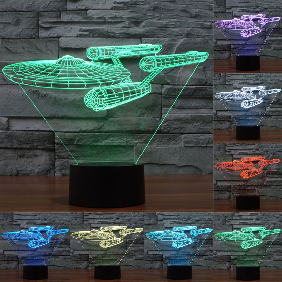 ELECTROPRIME Star Trek Battleship Style 3D Touch Switch Control LED Light , 7 Color Discoloration Creative Visual Stereo Lamp Desk Lamp Night Light