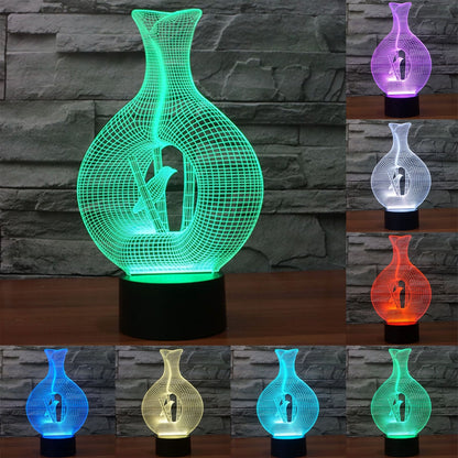 ELECTROPRIME Bird In The Cage Style 3D Touch Switch Control LED Light , 7 Color Discoloration Creative Visual Stereo Lamp Desk Lamp Night Light