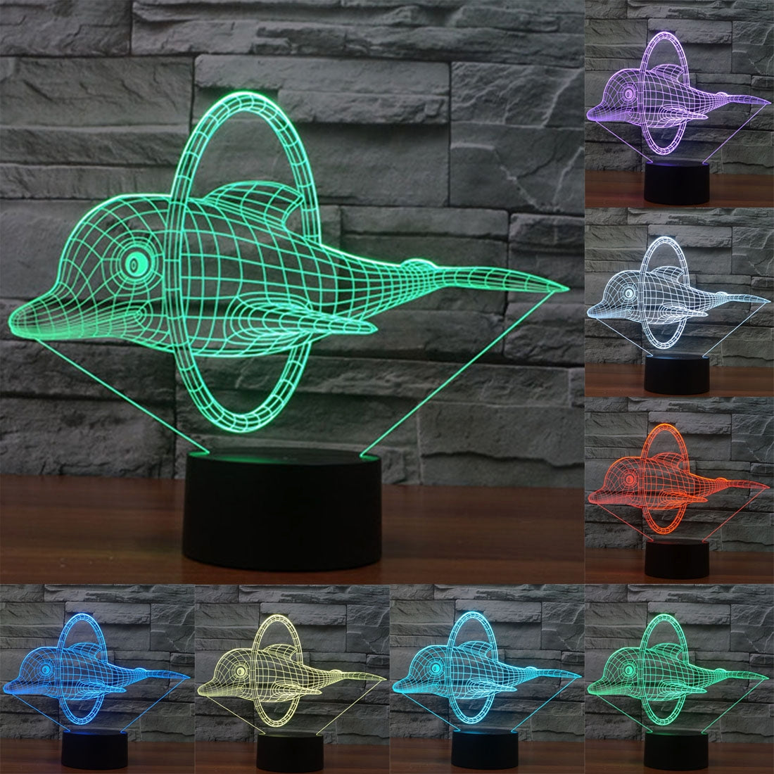 ELECTROPRIME Dolphin Jump Style 3D Touch Switch Control LED Light , 7 Color Discoloration Creative Visual Stereo Lamp Desk Lamp Night Light
