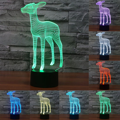 ELECTROPRIME Deer Style 3D Touch Switch Control LED Light , 7 Color Discoloration Creative Visual Stereo Lamp Desk Lamp Night Light