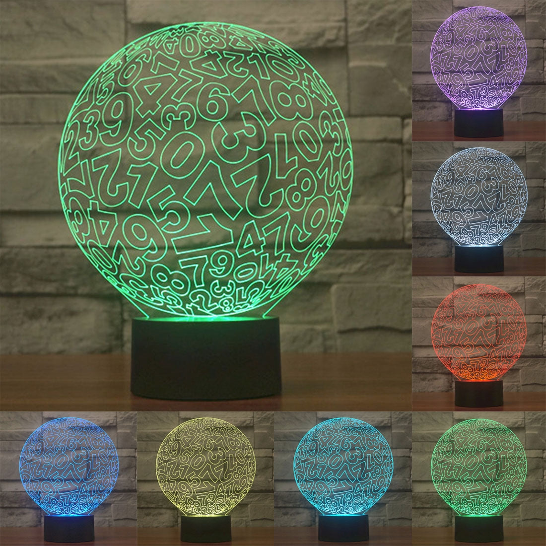 ELECTROPRIME Numbers Style 3D Touch Switch Control LED Light , 7 Color Discoloration Creative Visual Stereo Lamp Desk Lamp Night Light