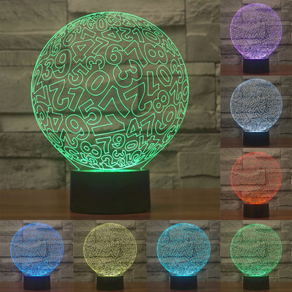 ELECTROPRIME Numbers Style 3D Touch Switch Control LED Light , 7 Color Discoloration Creative Visual Stereo Lamp Desk Lamp Night Light
