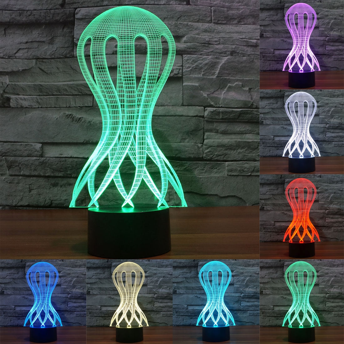 ELECTROPRIME Acaleph Style 3D Touch Switch Control LED Light , 7 Color Discoloration Creative Visual Stereo Lamp Desk Lamp Night Light