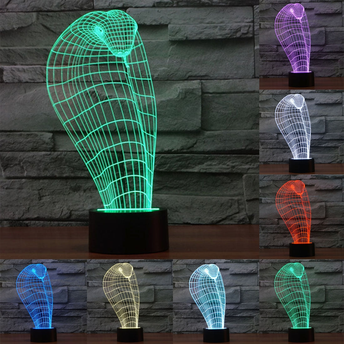 ELECTROPRIME Cobra Style 3D Touch Switch Control LED Light , 7 Color Discoloration Creative Visual Stereo Lamp Desk Lamp Night Light