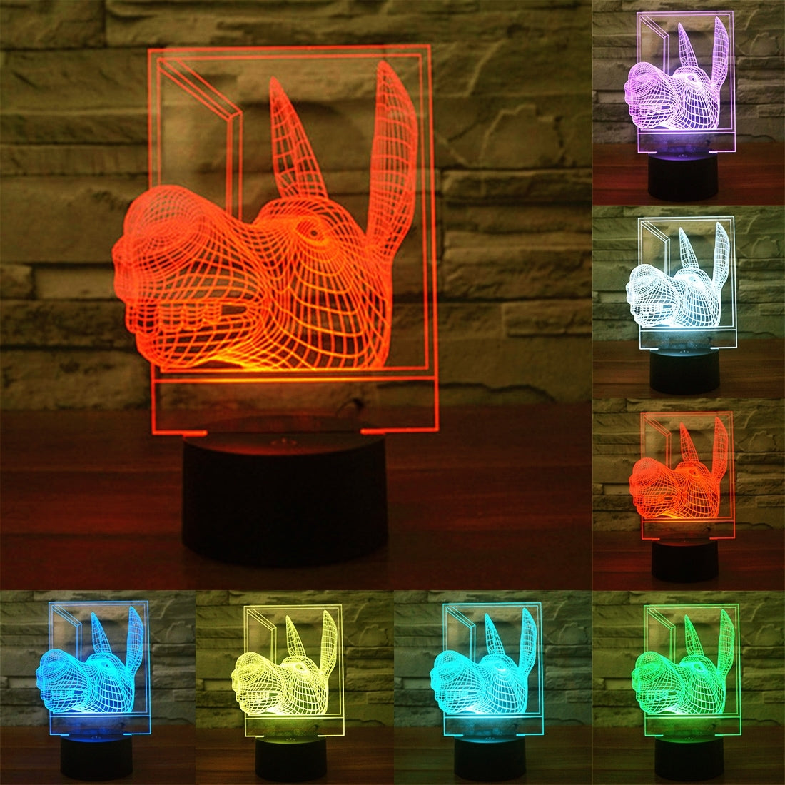 ELECTROPRIME Donkey Shape 3D Touch Switch Control LED Light , 7 Colour Discoloration Creative Visual Stereo Lamp Desk Lamp Night Light