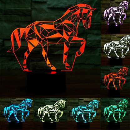 ELECTROPRIME Horse Shape 3D Touch Switch Control LED Light , 7 Color Discoloration Creative Visual Stereo Lamp Desk Lamp Night Light