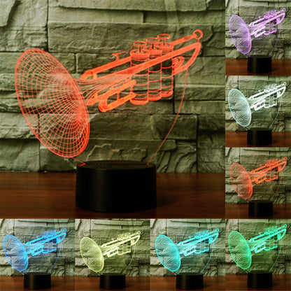 ELECTROPRIME Trumpet Shape 3D Touch Switch Control LED Light , 7 Colour Discoloration Creative Visual Stereo Lamp Desk Lamp Night Light