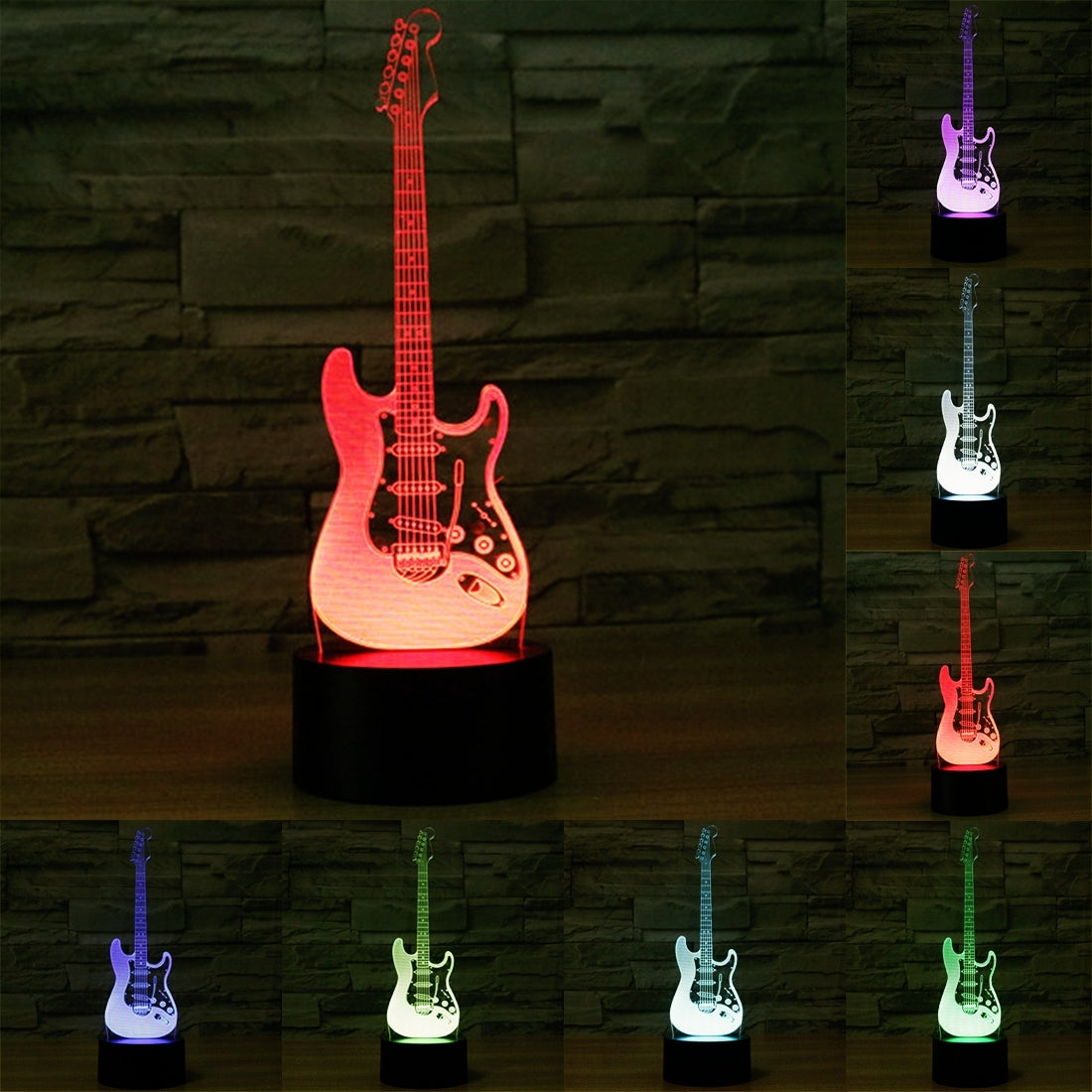 ELECTROPRIME Electric Guitar Shape 3D Touch Switch Control LED Light , 7 Color Discoloration Creative Visual Stereo Lamp Desk Lamp Night Light