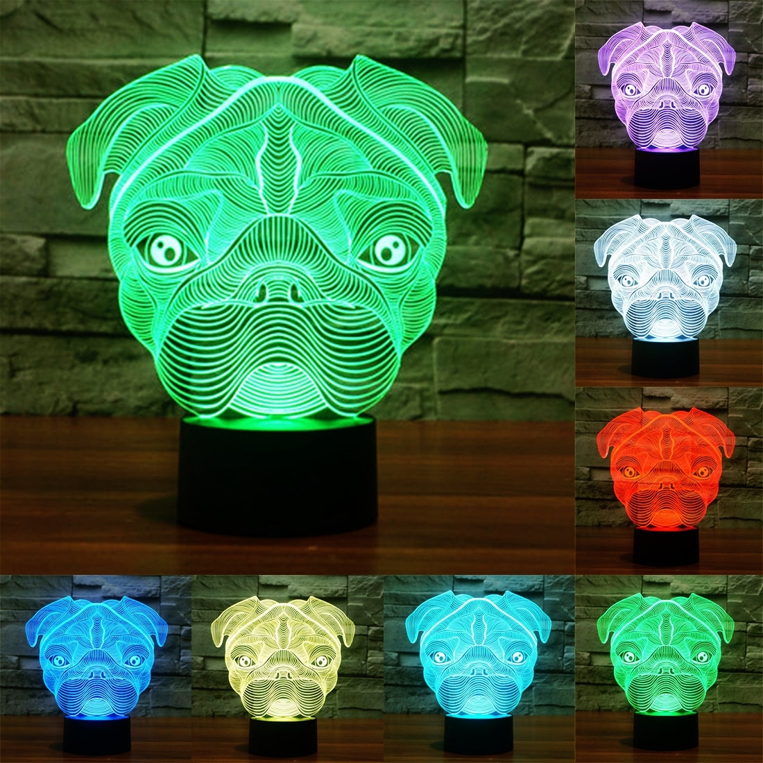 ELECTROPRIME Dog Shape 3D Touch Switch Control LED Light , 7 Color Discoloration Creative Visual Stereo Lamp Desk Lamp Night Light