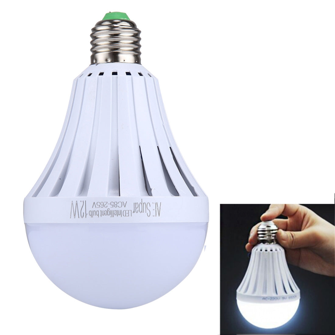 ELECTROPRIME E27 12W SMD 5730 LED Bulbs, 24 LEDs 1080 LM 6000-6500K LED Intelligent Emergency Ball Steep Lights, AC 85-265V