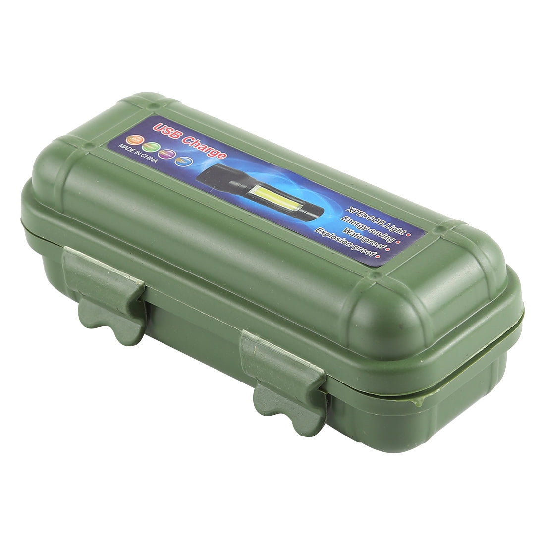 ELECTROPRIME A1 USB Charging Waterproof Fixed Focus XPE + COB Flashlight with 3-Modes & Storage Box