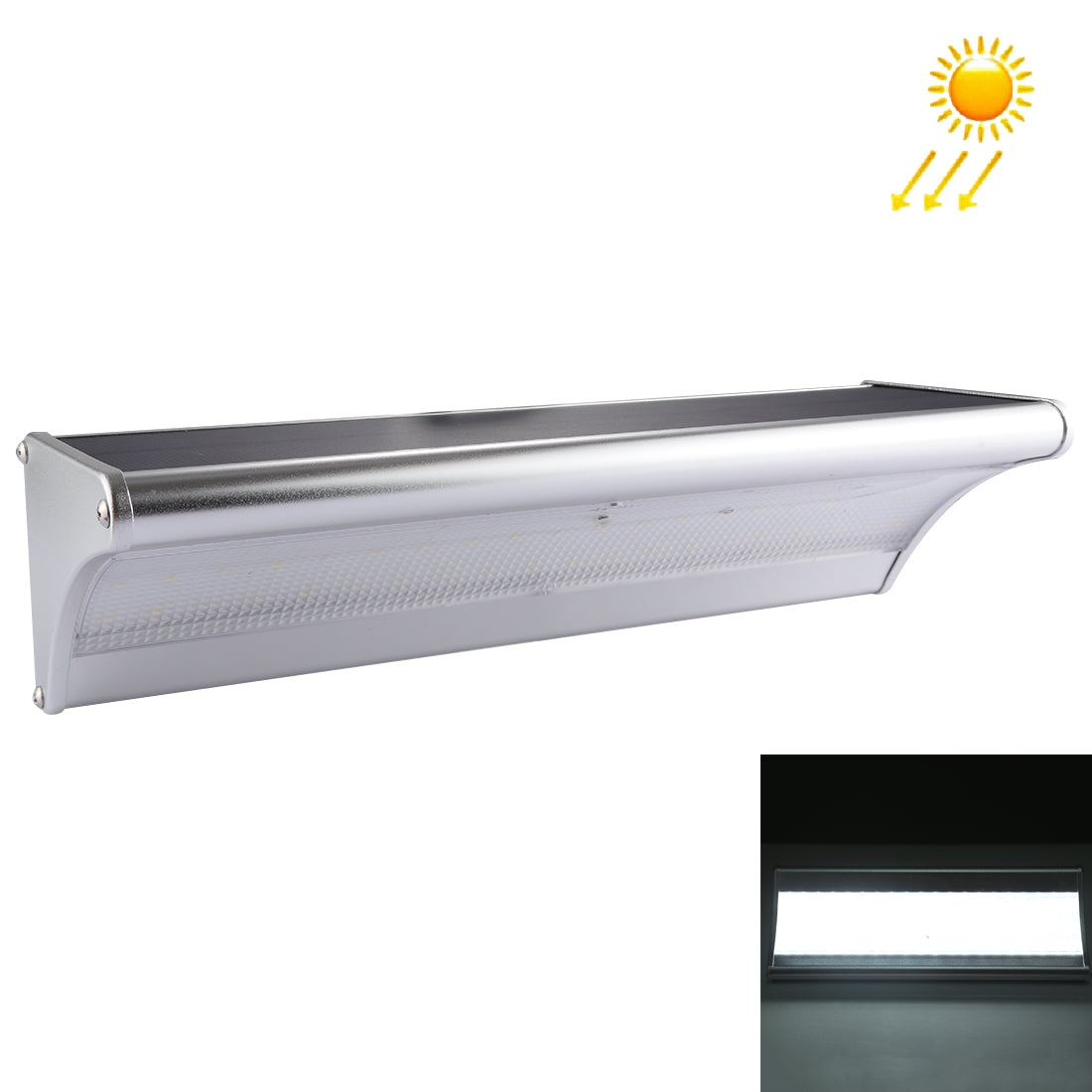 ELECTROPRIME 8W White Light IP65 Waterproof Microwave Radar Motion Sensor Solar Light, 60 LEDs SMD 2835 1100 LM Outdoor Energy Saving Lamp with 5V 4.2W Solar Panel