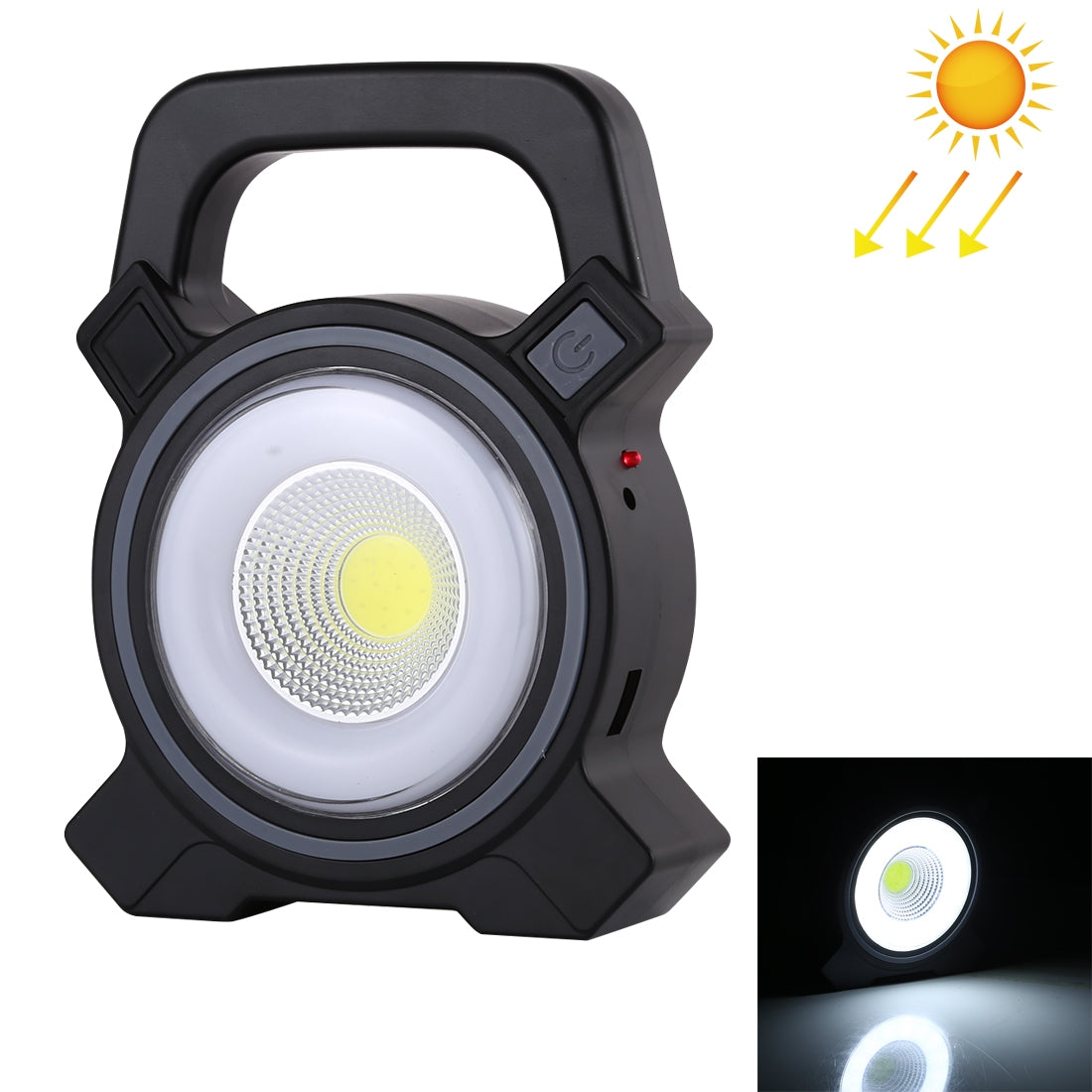 ELECTROPRIME JY-819A 10W Solar Rechargeable White Light COB LED Work Light, Handheld Camping Lamp with Solar Panel