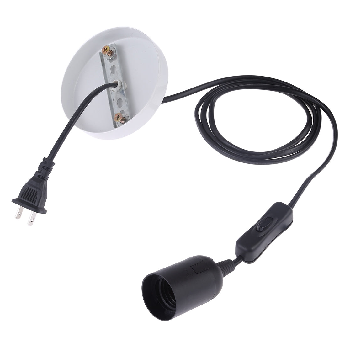 ELECTROPRIME E27 Wire Cap Lamp Holder Chandelier Power Socket with Switch & Base & 1.5m Extension Cable, US Plug