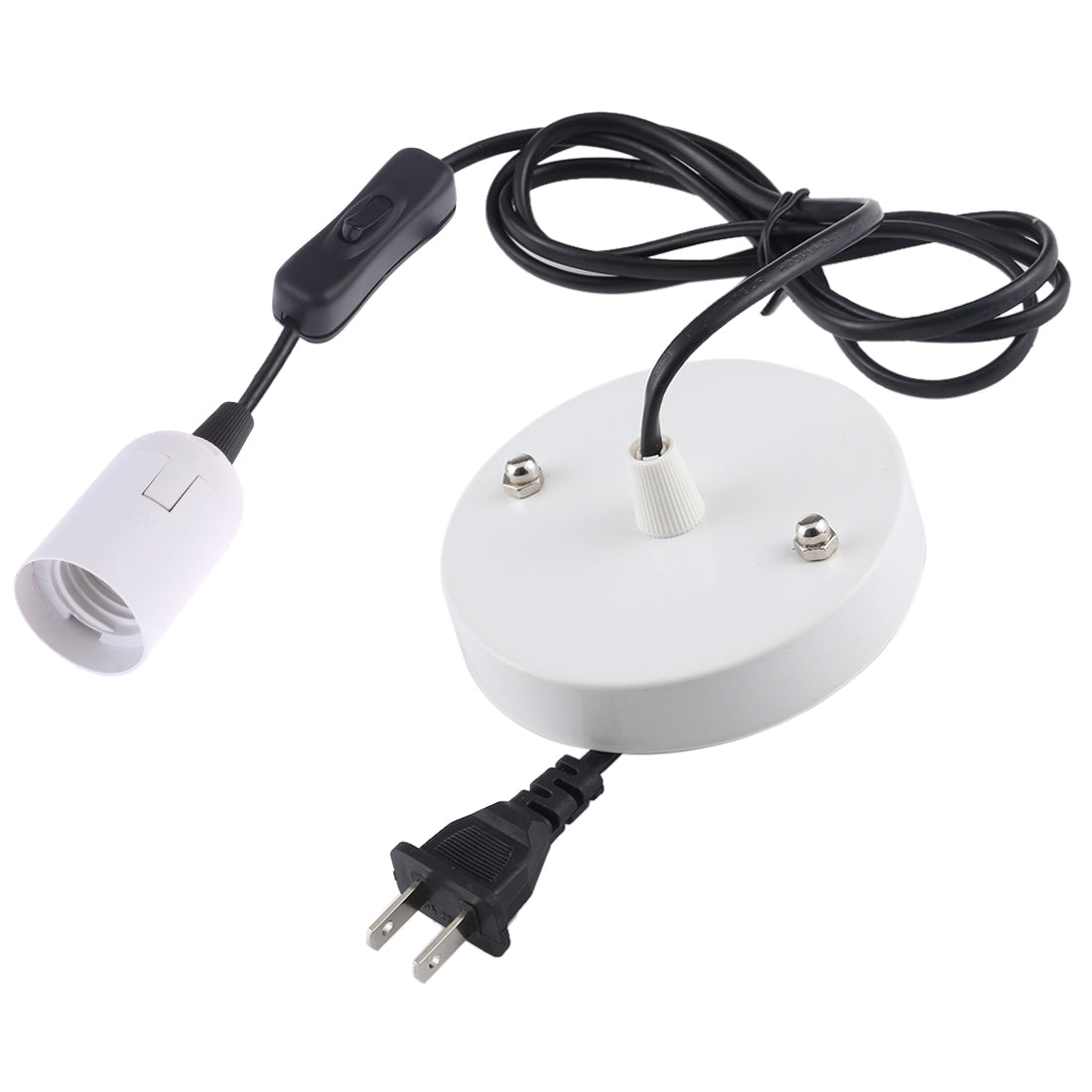 ELECTROPRIME E27 Wire Cap Lamp Holder Chandelier Power Socket with Switch & Base & 1.5m Extension Cable, US Plug