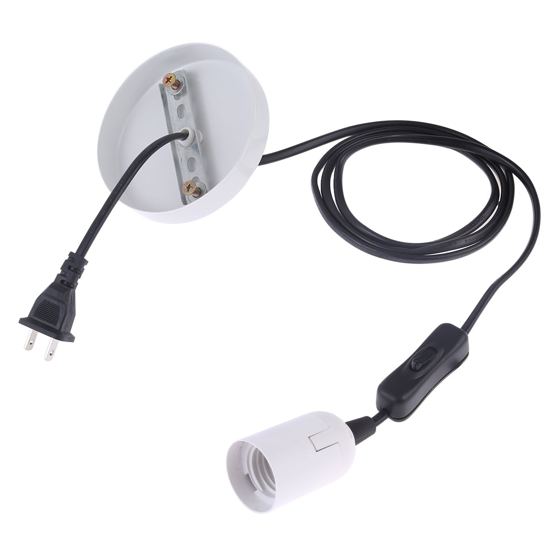 ELECTROPRIME E27 Wire Cap Lamp Holder Chandelier Power Socket with Switch & Base & 1.5m Extension Cable, US Plug