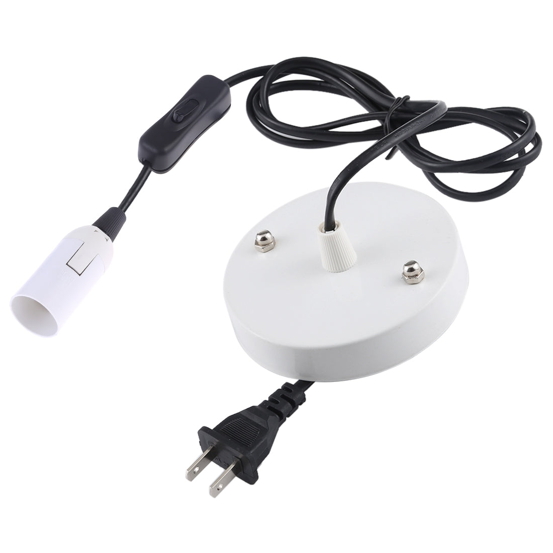 ELECTROPRIME E14 Wire Cap Lamp Holder Chandelier Power Socket with Switch & Base & 1.5m Extension Cable, US Plug