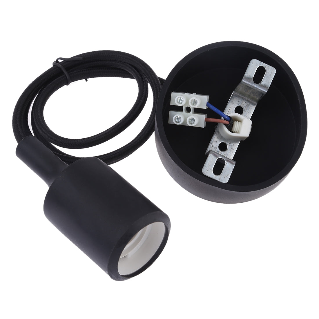 ELECTROPRIME E27 Lamp Holder DIY Ceiling Chandelier Light Bulbs Screw Silicone Base Socket, Cable Length: 1m (Black)