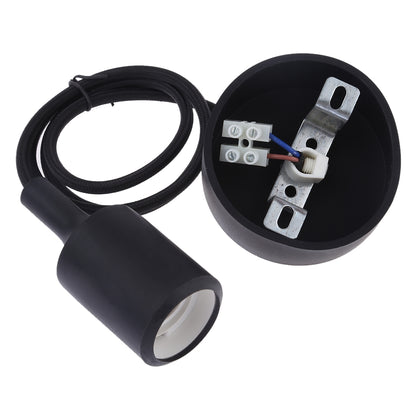 ELECTROPRIME E27 Lamp Holder DIY Ceiling Chandelier Light Bulbs Screw Silicone Base Socket, Cable Length: 1m (Black)