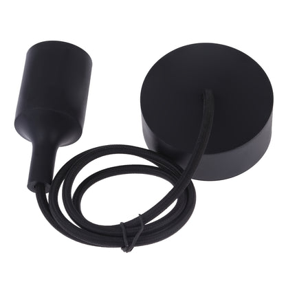 ELECTROPRIME E27 Lamp Holder DIY Ceiling Chandelier Light Bulbs Screw Silicone Base Socket, Cable Length: 1m (Black)