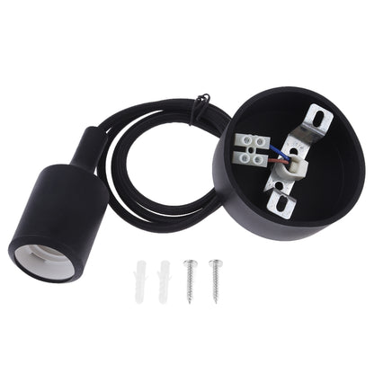 ELECTROPRIME E27 Lamp Holder DIY Ceiling Chandelier Light Bulbs Screw Silicone Base Socket, Cable Length: 1m (Black)