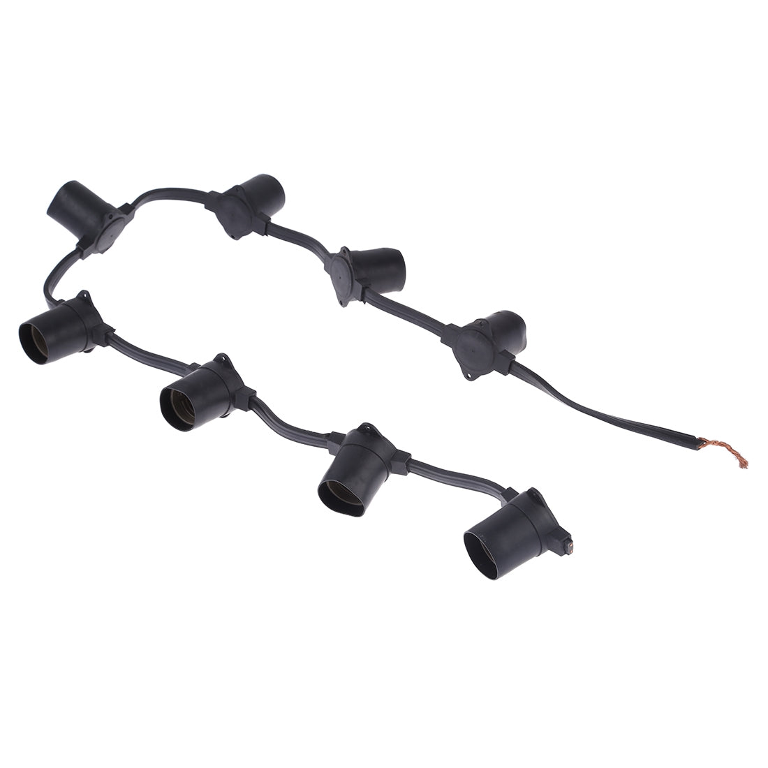 ELECTROPRIME E27 Lamp Holder 8 Heads Hanging Wire Chandelier Lamp Holder Bulb Base Power Cable, Cable Length: 1m (Black)