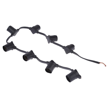 ELECTROPRIME E27 Lamp Holder 8 Heads Hanging Wire Chandelier Lamp Holder Bulb Base Power Cable, Cable Length: 1m (Black)