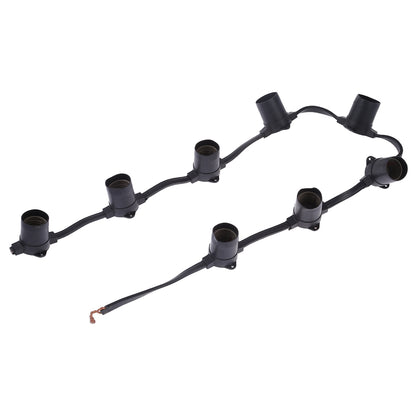 ELECTROPRIME E27 Lamp Holder 8 Heads Hanging Wire Chandelier Lamp Holder Bulb Base Power Cable, Cable Length: 1m (Black)