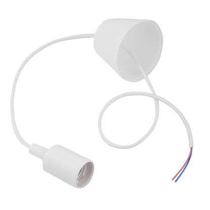 ELECTROPRIME E27 Lamp Holder Hanging Wire Chandelier Lamp Holder Bulb Base Power Cable with Lampshade, Cable Length: 1m(White)