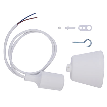 ELECTROPRIME E27 Lamp Holder Hanging Wire Chandelier Lamp Holder Bulb Base Power Cable with Lampshade, Cable Length: 1m(White)