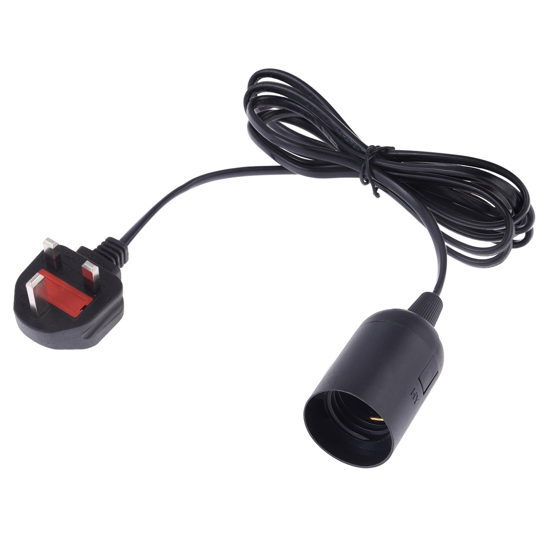 ELECTROPRIME E27 Wire Cap Lamp Holder Chandelier Power Socket with 1.8m Extension Cable, Big UK Plug(Black)