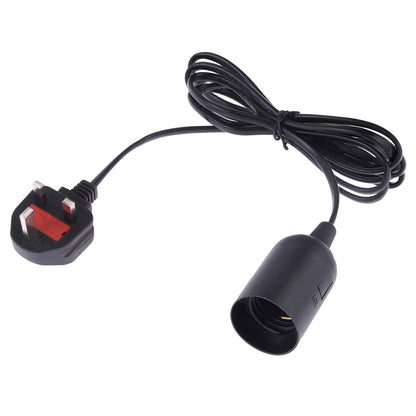 ELECTROPRIME E27 Wire Cap Lamp Holder Chandelier Power Socket with 1.8m Extension Cable, Big UK Plug(Black)