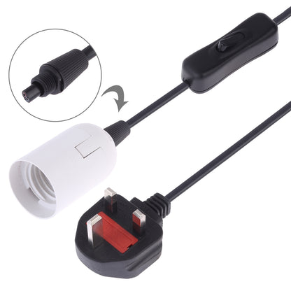 ELECTROPRIME E27 Wire Cap Switch Lamp Holder Chandelier Power Socket with 1.8m Extension Cable, Big UK Plug(White)
