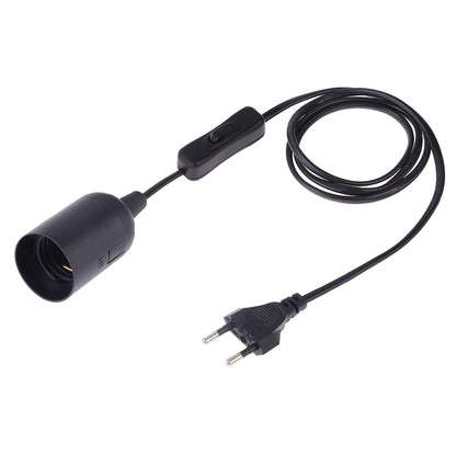 ELECTROPRIME E27 Wire Cap Switch Lamp Holder Chandelier Power Socket with 1.5m Extension Cable, EU Plug(Black)