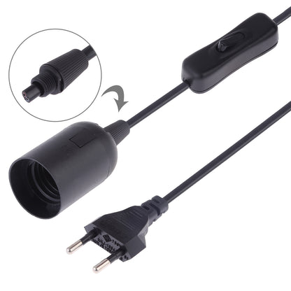 ELECTROPRIME E27 Wire Cap Switch Lamp Holder Chandelier Power Socket with 1.5m Extension Cable, EU Plug(Black)