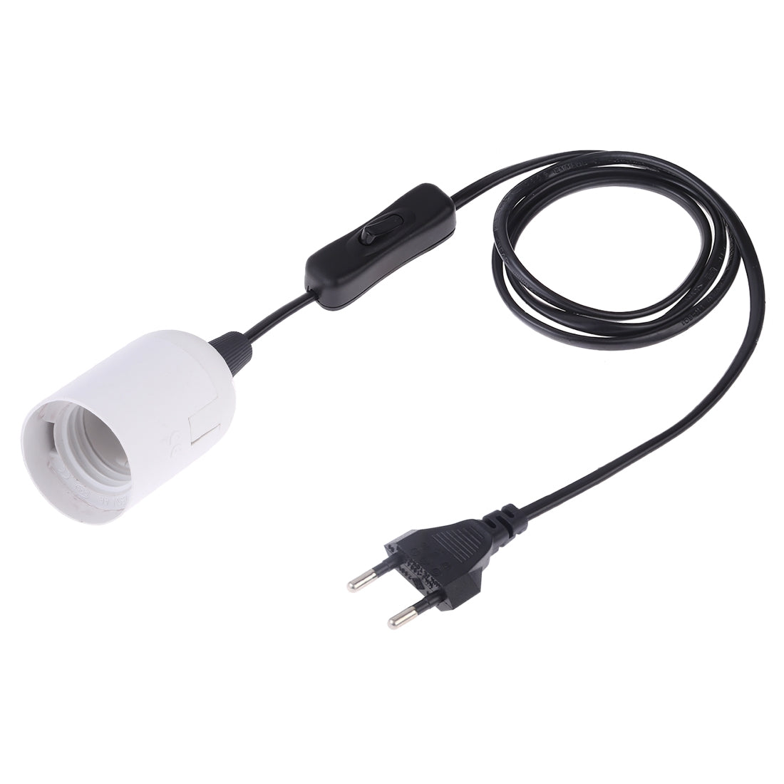 ELECTROPRIME E27 Wire Cap Switch Lamp Holder Chandelier Power Socket with 1.5m Extension Cable, EU Plug(White)